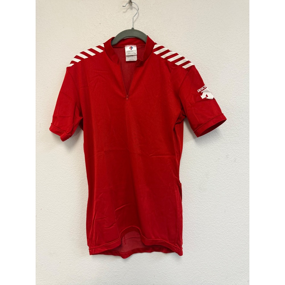 Vintage Descente Cycling Jersey Men's Large Red White Made in Japan 80s